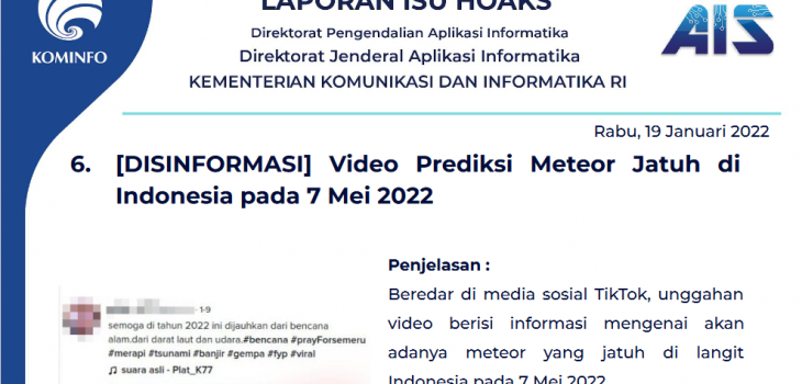 Isu Hoaks 19 Januari 2022