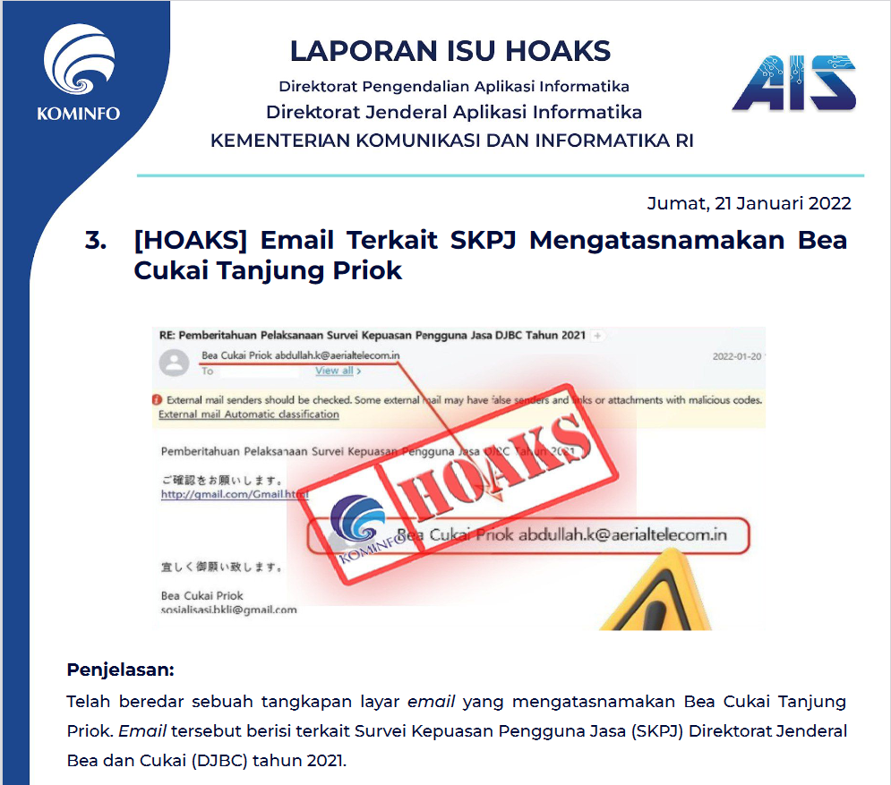 Isu Hoaks 21 Januari 2022