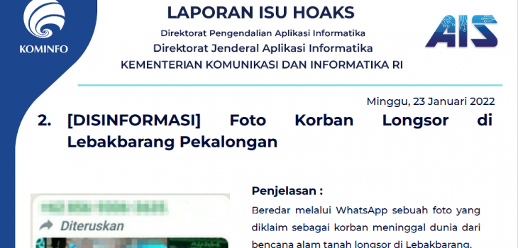 Isu Hoaks 23 Januari 2022