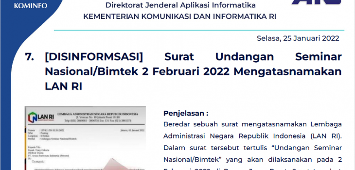 Isu Hoaks 25 Januari 2022