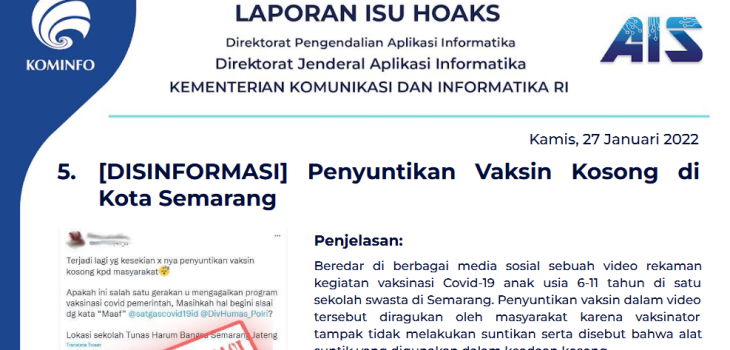 Isu Hoaks 27 Januari 2022