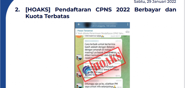 Isu Hoaks 29 Januari 2022