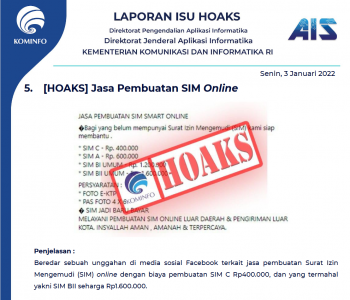 Isu Hoaks 3 Januari 2022