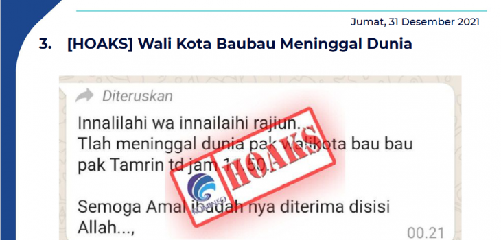 Isu Hoaks 31 Desember 2021