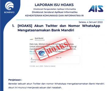 Isu Hoaks 4 Januari 2022