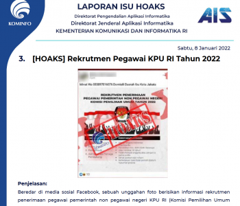 Isu Hoaks 8 Januari 2022