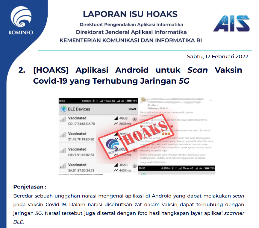 Isu Hoaks 12 Februari 2022