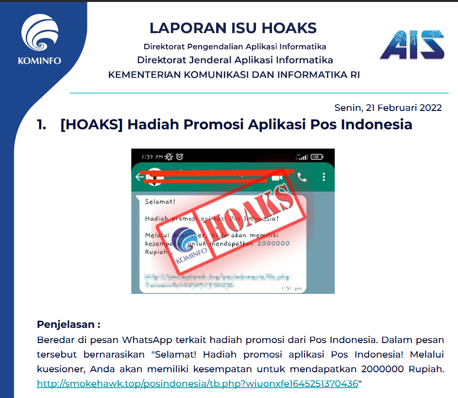 Isu Hoaks 21 Februari 2022