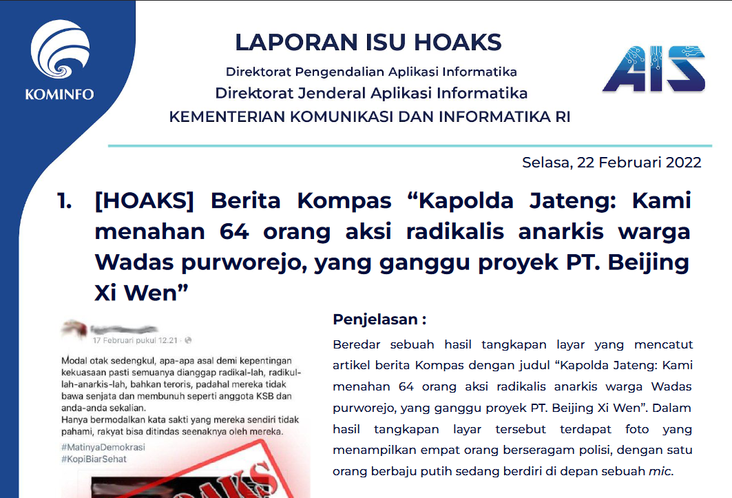Isu Hoaks 22 Februari 2022