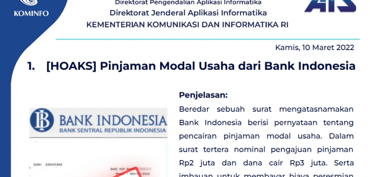 Isu Hoaks 10 Maret 2022