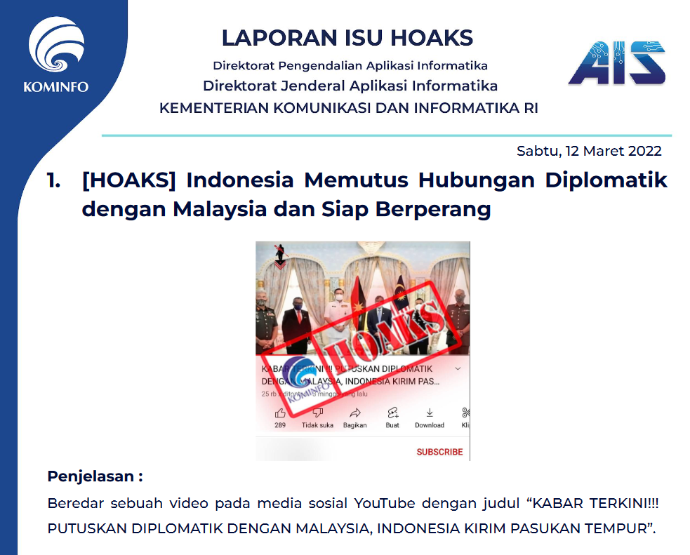Isu Hoaks 12 Maret 2022