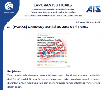 Isu Hoaks 13 Maret 2022