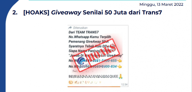 Isu Hoaks 13 Maret 2022