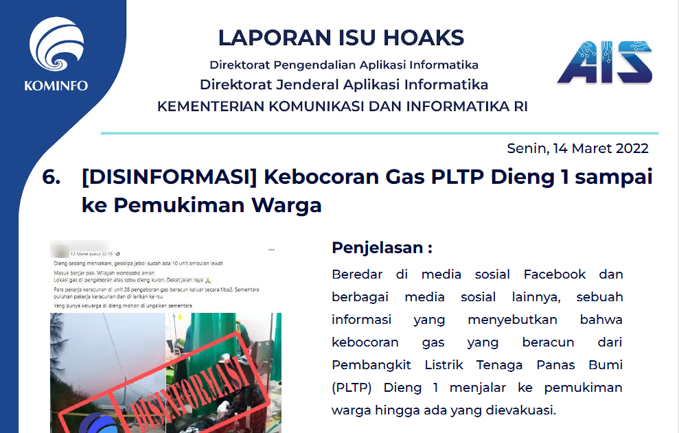 Isu Hoaks 14 Maret 2022