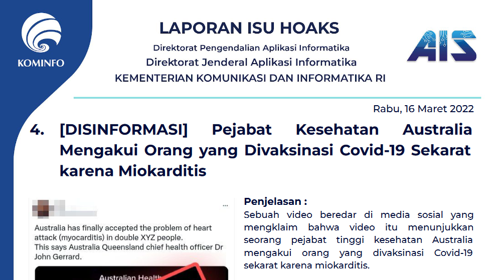 Isu Hoaks 16 Maret 2022