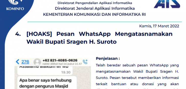 Isu Hoaks 17 Maret 2022