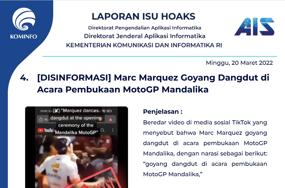 Isu Hoaks 20 Maret 2022