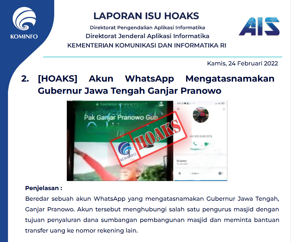 Isu Hoaks 24 Februari 2022