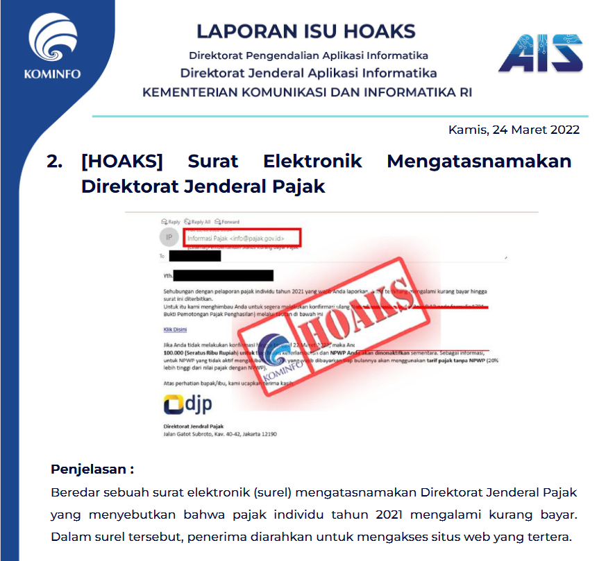 Isu Hoaks 24 Maret 2022