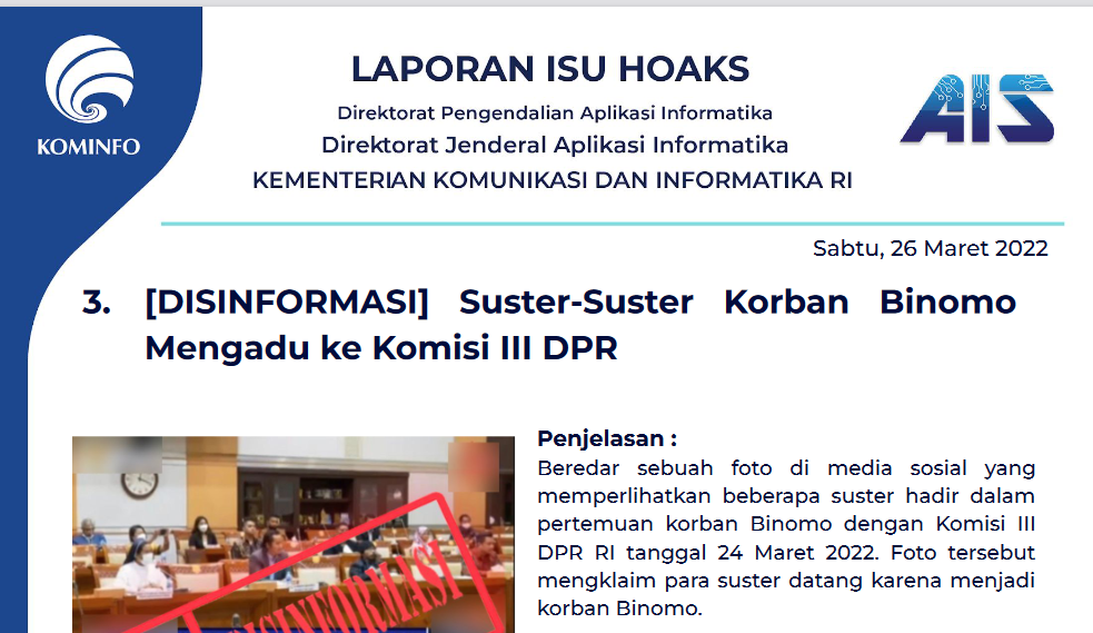 Isu Hoaks 26 Maret 2022