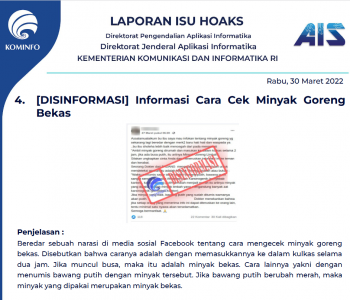 Isu Hoaks 30 Maret 2022