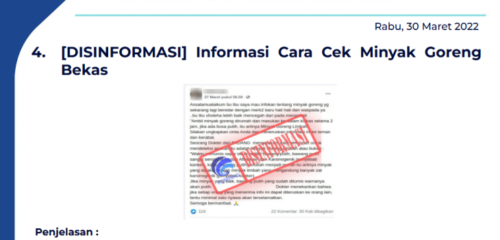 Isu Hoaks 30 Maret 2022