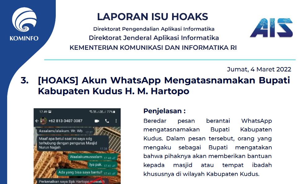 Isu Hoaks 4 Maret 2022