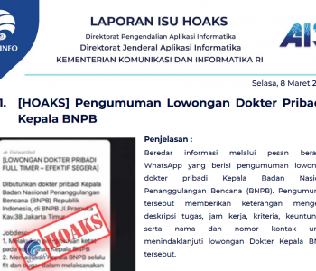 Isu Hoaks 8 Maret 2022
