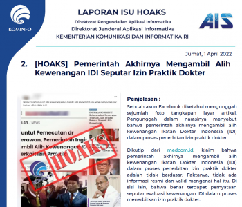 Isu Hoaks 1 April 2022