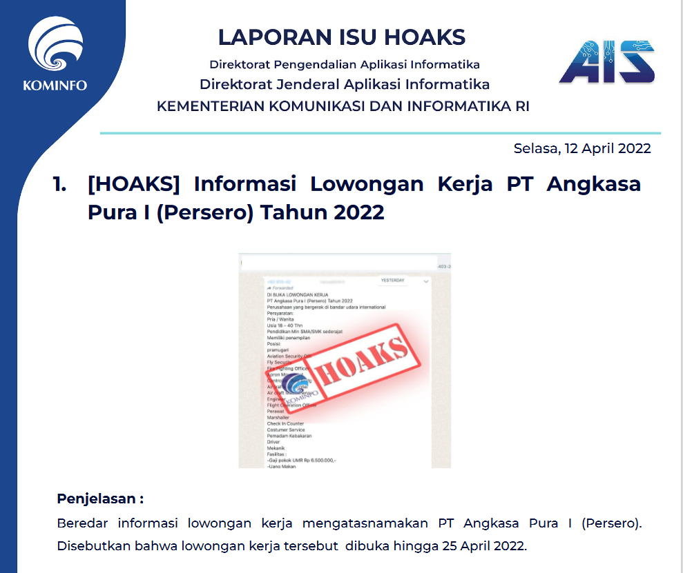 Isu Hoaks 12 April 2022