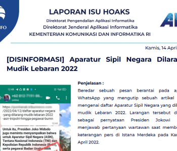 Isu Hoaks 14 April 2022