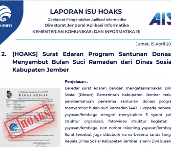 Isu Hoaks 15 April 2022