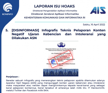 Isu Hoaks 16 April 2022