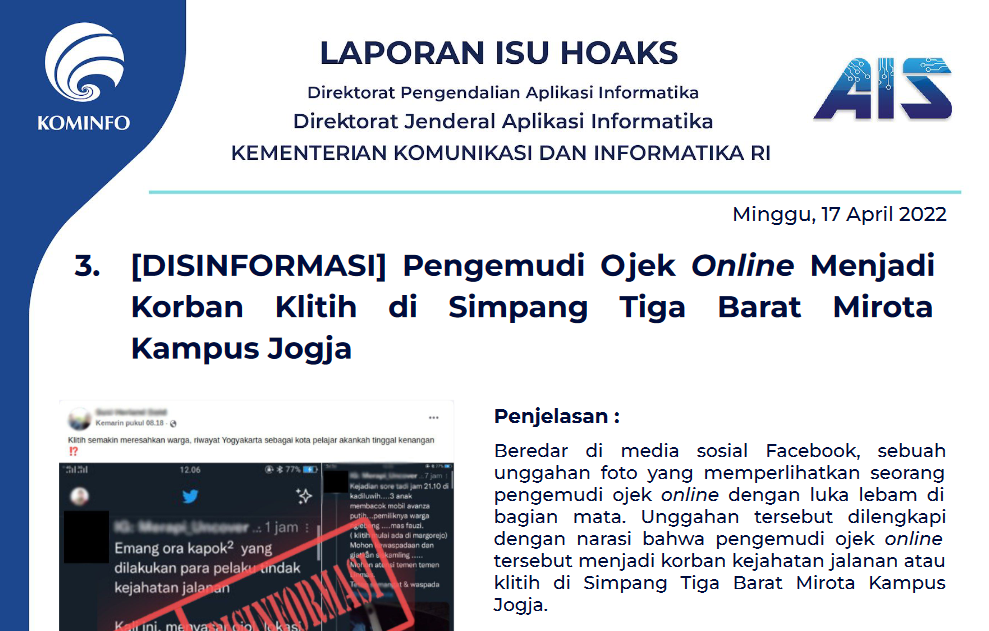 Isu Hoaks 17 April 2022