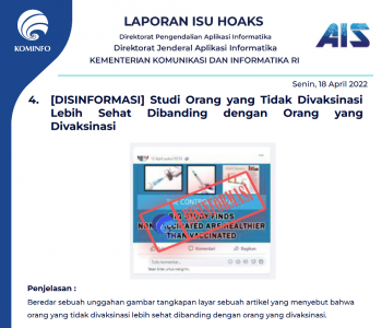 Isu Hoaks 18 April 2022