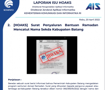 Isu Hoaks 20 April 2022