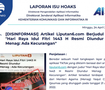 Isu Hoaks 24 April 2022