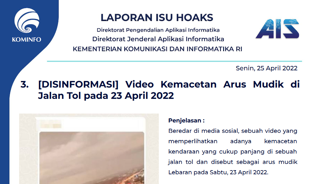 Isu Hoaks 25 April 2022