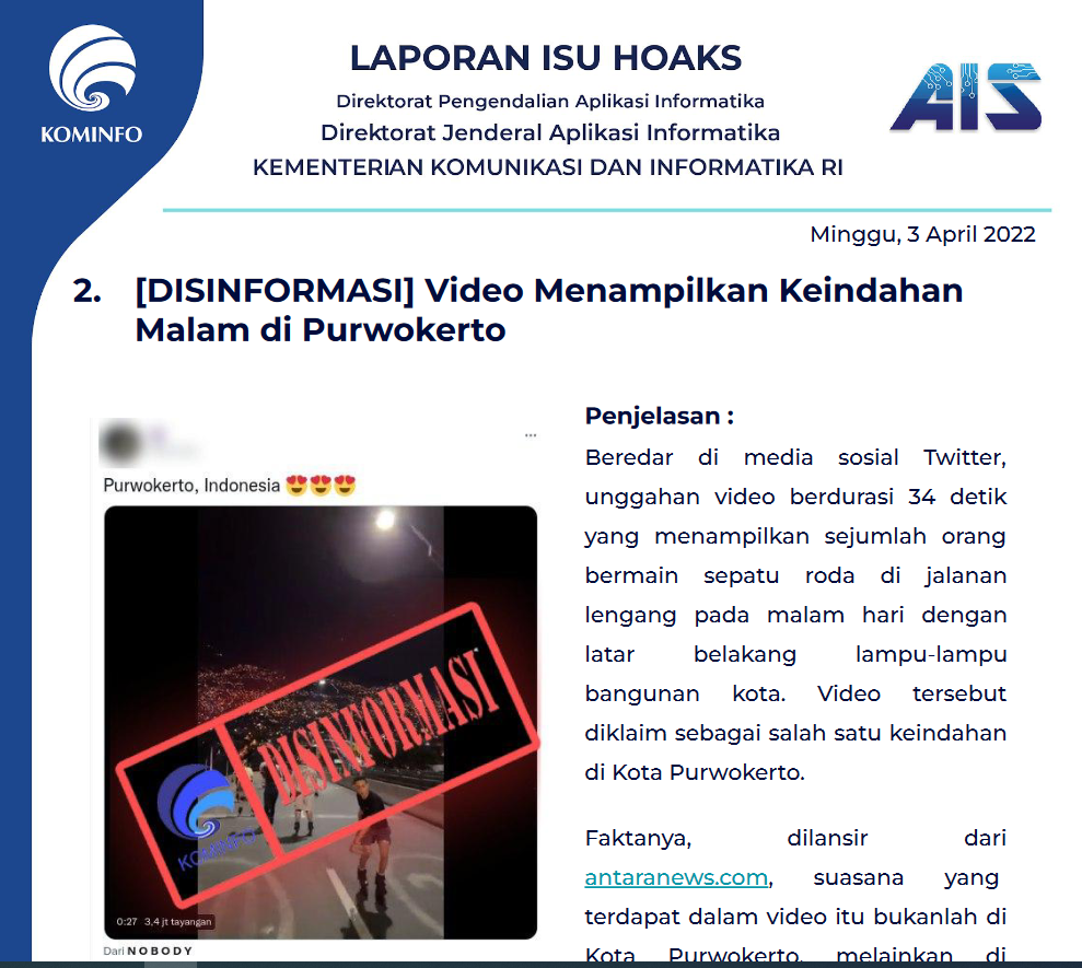 Isu Hoaks 3 April 2022