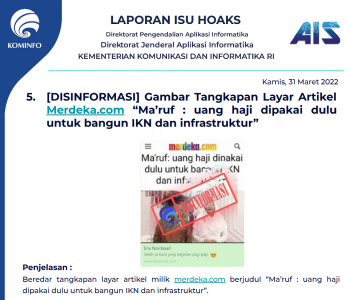 Isu Hoaks 31 Maret 2022