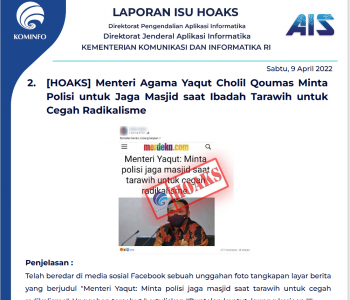 Isu Hoaks 9 April 2022