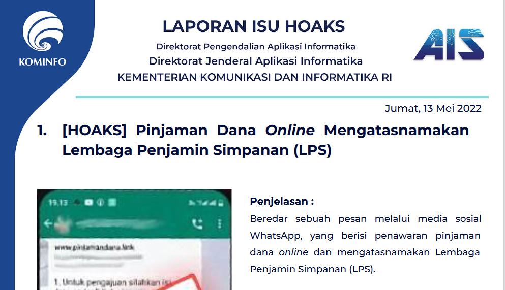 Isu Hoaks 13 Mei 2022