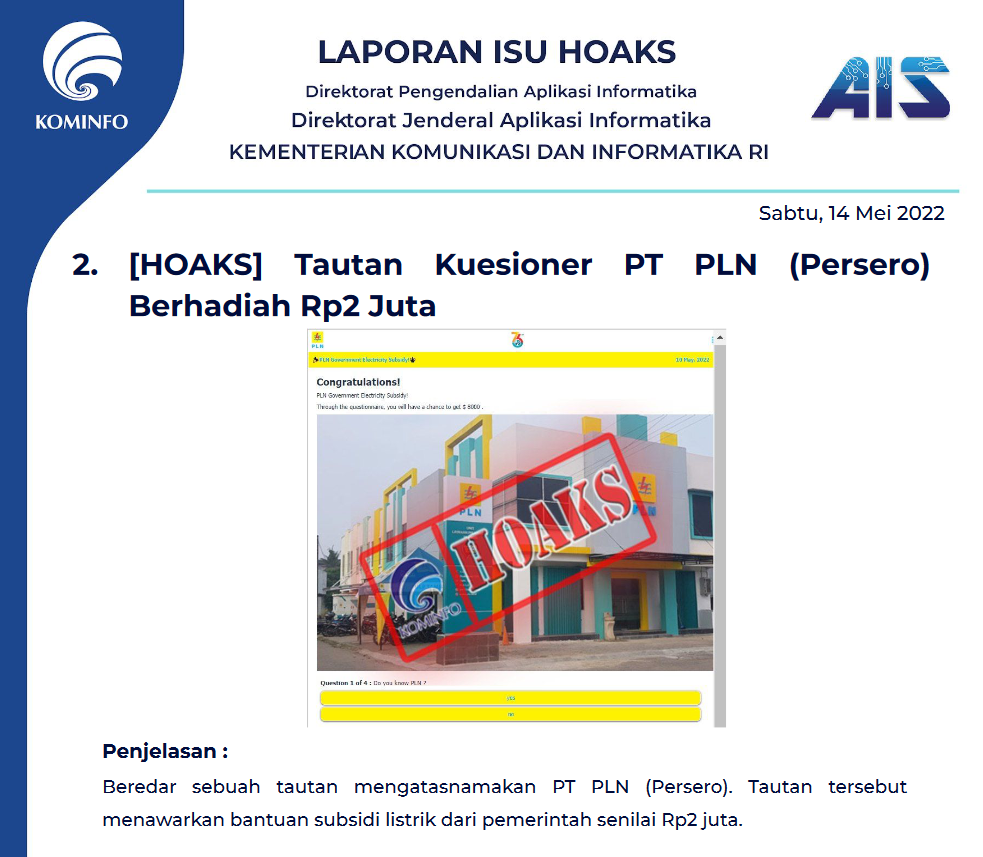 Isu Hoaks 14 Mei 2022