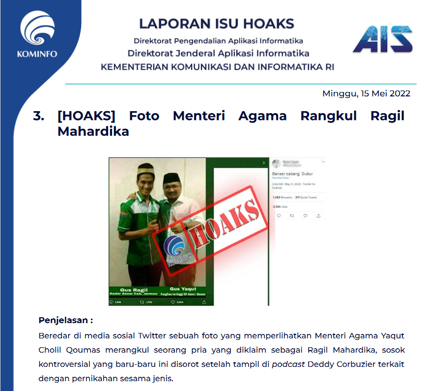 Isu Hoaks 15 Mei 2022
