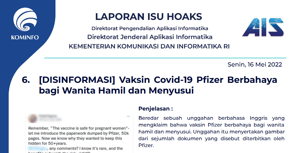 Isu Hoaks 16 Mei 2022