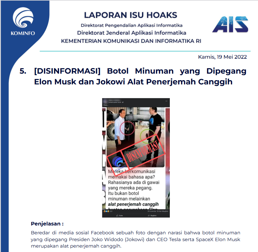 Isu Hoaks 19 Mei 2022