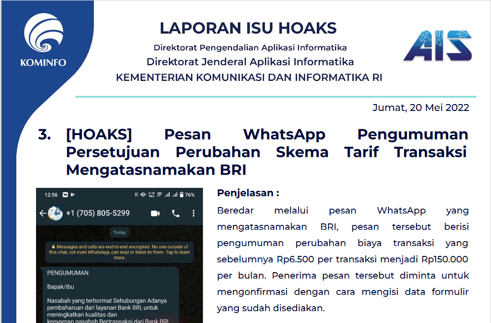 Isu Hoaks 20 Mei 2022