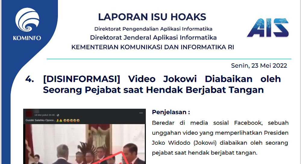 Isu Hoaks 23 Mei 2022