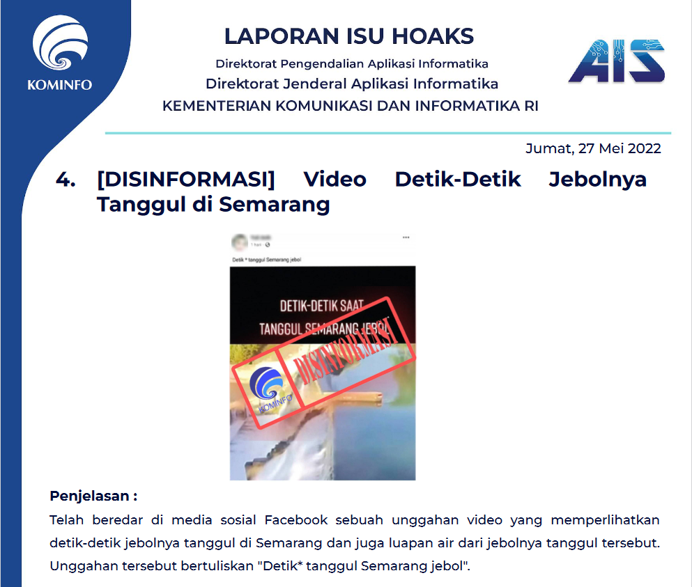 Isu Hoaks 27 Mei 2022