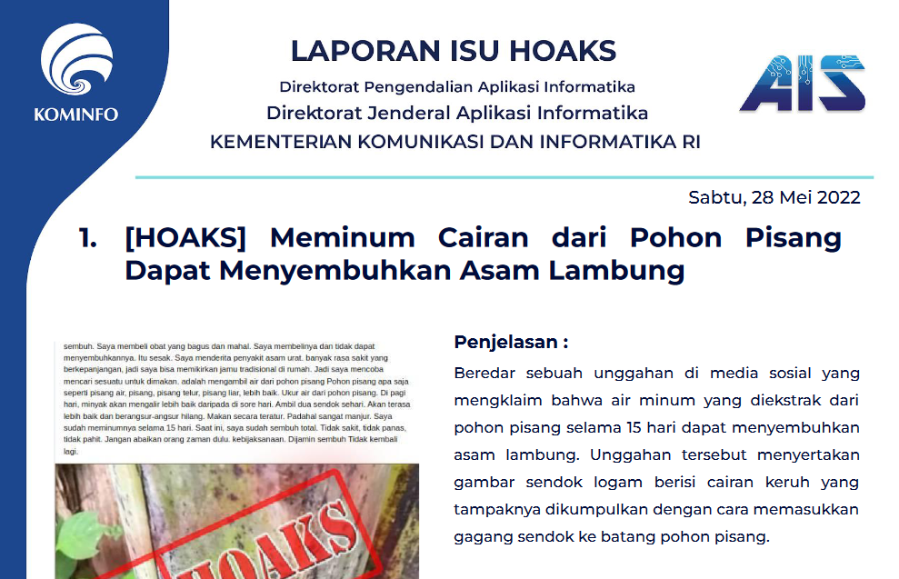 Isu Hoaks 28 Mei 2022